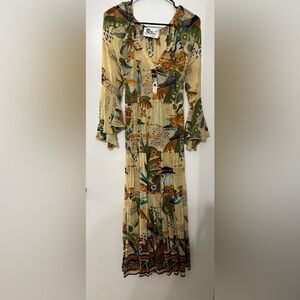 Peace & Love Women Boho Sheer Maxi Dress Size Small
